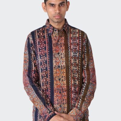 New Kardo Kardo Design Ryan Block Printed Cord Long Sleeve Shirt – Bp102 Multi