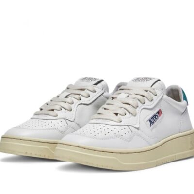 Hot Autry Autry Action Shoes Low Man Leather – White & Petrol Blue