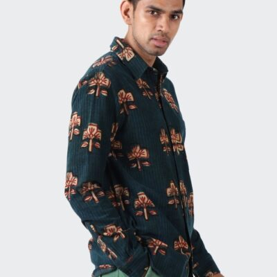 Clearance  Kardo Kardo Design Ryan Block Printed Cord Long Sleeve Shirt – Bp101 Indigo Blue