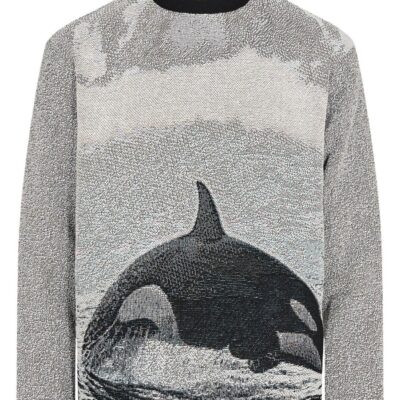 New Anerkjendt Anerkjendt Akknud Jaquard Knit – Orca Whale Grey