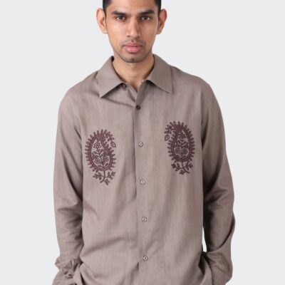 Hot Kardo Kardo Design Chintan Hand Embroidered Long Sleeve Shirt Grey